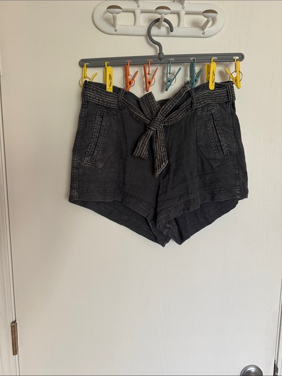 American Eagle Outfitters Pants - American Eagle Outfitters Washed Black High-Waist Tie Front Shorts